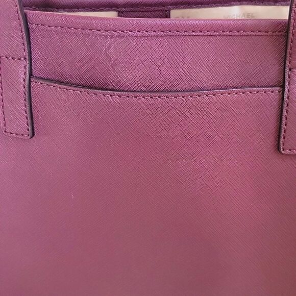 MICHAEL Michael Kors Burgundy Saffiano Leather Medium Sized Studded Tote - Picture 3 of 10